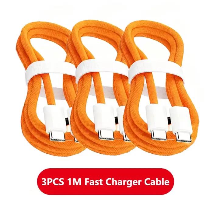 Lot de 3 câbles USB-C vers USB-C 240W pour charge rapide, compatibles avec iPhone 17, 16, 15, Samsun