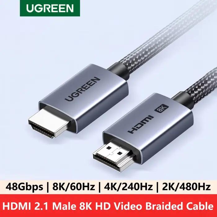 Câble HDMI 2.1 UGREEN 8K@60HZ HDR tressé 0,5m 1m 1,5m 2m 3m 5m 8m 10m 15m pour PS5, TV, Switch, ordi