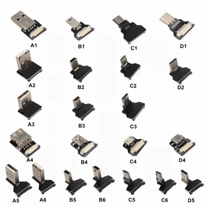 Connecteurs de prise Micro USB Type C, ruban FPV, Flexible, plat, bricolage, adaptateur d'assemblage