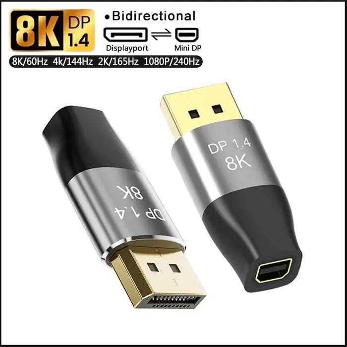 Câble Mini DP vers DisplayPort, câble de transmission bidirectionnel DP2.1, 16K@60Hz 8K@120Hz pour M
