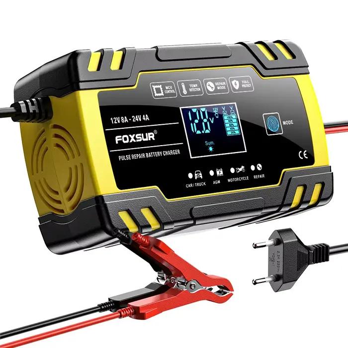 Chargeur de batterie 12V 24V pour moto, voiture, camion, outil de réparation, chargeur AGM pour batt