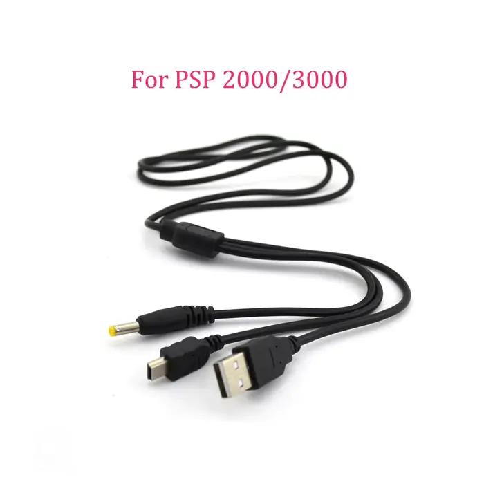Câble de chargeur USB 2 en 1 de 1.2M, pour PSP 2000 3000, transfert de charge, cordon d'alimentation