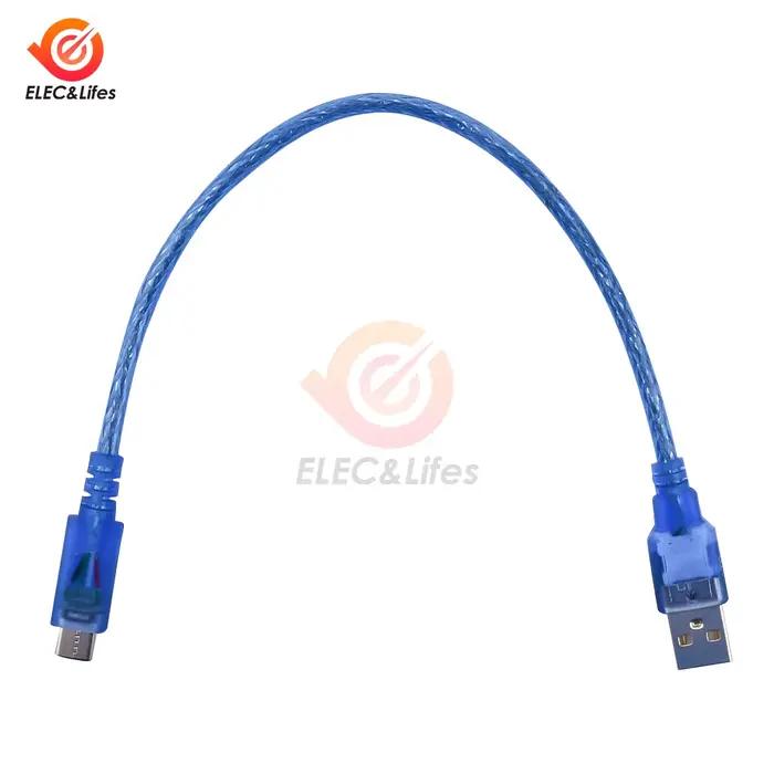 Câble OTG USB-C bleu Transparent 30 cm court en nylon tressé câble de charge rapide et de synchronis