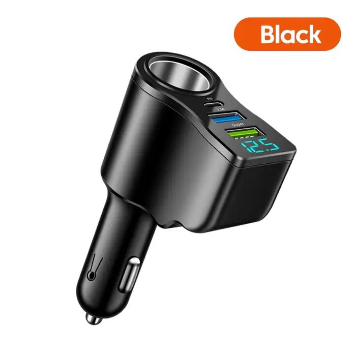 Chargeur de voiture 4 en 1 66W, charge rapide, 2 ports USB PD, chargeur allume-cigare pour iPhone, S