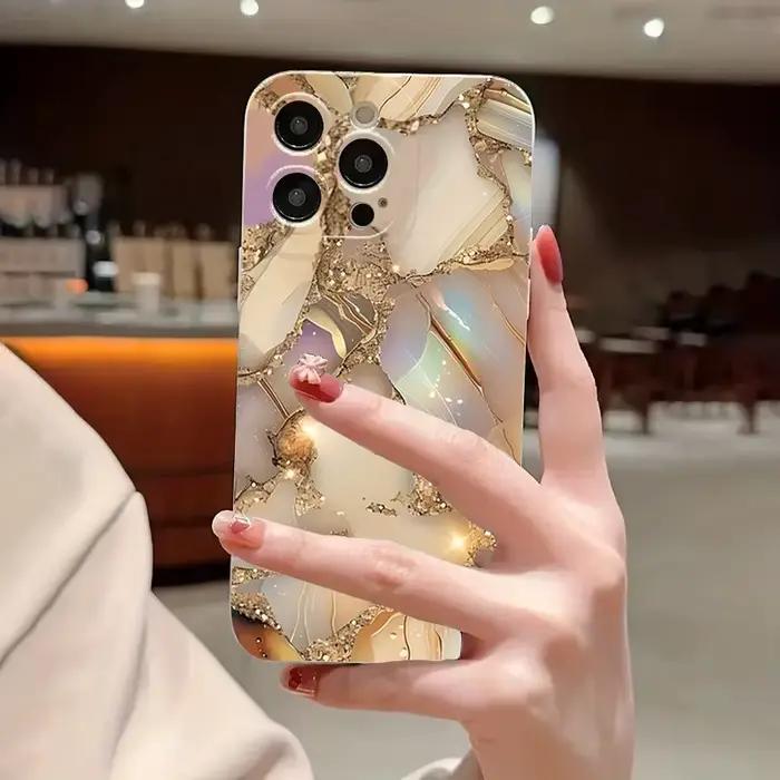 Coque à motif de marbre doré, étui antichoc pour iPhone 17 16 15 Pro Max 14 Plus 13 12 11 Pro Max Mi