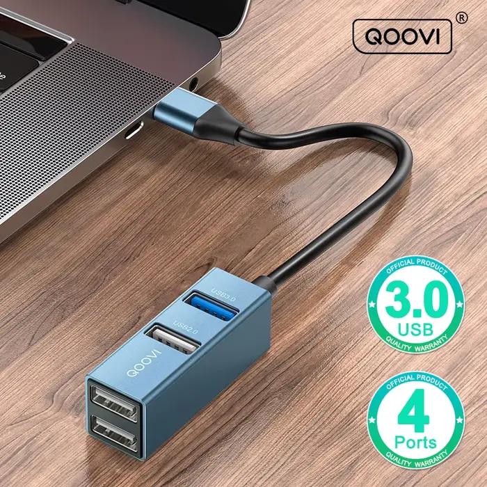 QOOVI – HUB à 4 Ports USB type-c vers USB 3.0, adaptateur Dock séparateur USB-C pour Macbook Pro, iP