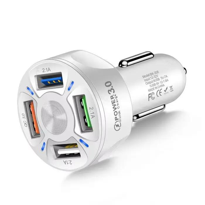 Chargeur USB de voiture à 4 ports pour téléphone portable, adaptateur de charge rapide universel, 7A