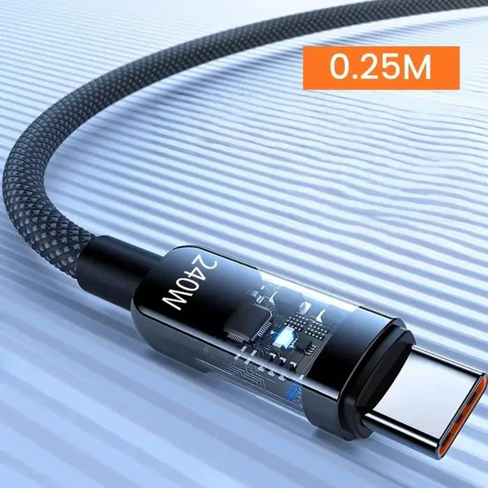 0.25/1/1.5/2M 240W Nylon USB C PD câble de données de Charge ultra rapide avec affichage numérique L