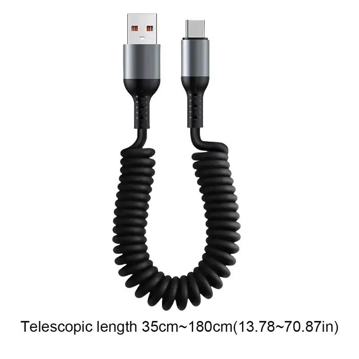 100/27/66W voiture USB Type C/Type C à Type C foudre charge rapide ressort câble télescopique 35CM à