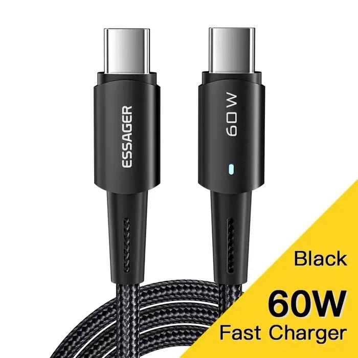 Essager-Câble de charge rapide de type C pour téléphone portable, PD100W 60W, Xiaomi Samsung Huawei 
