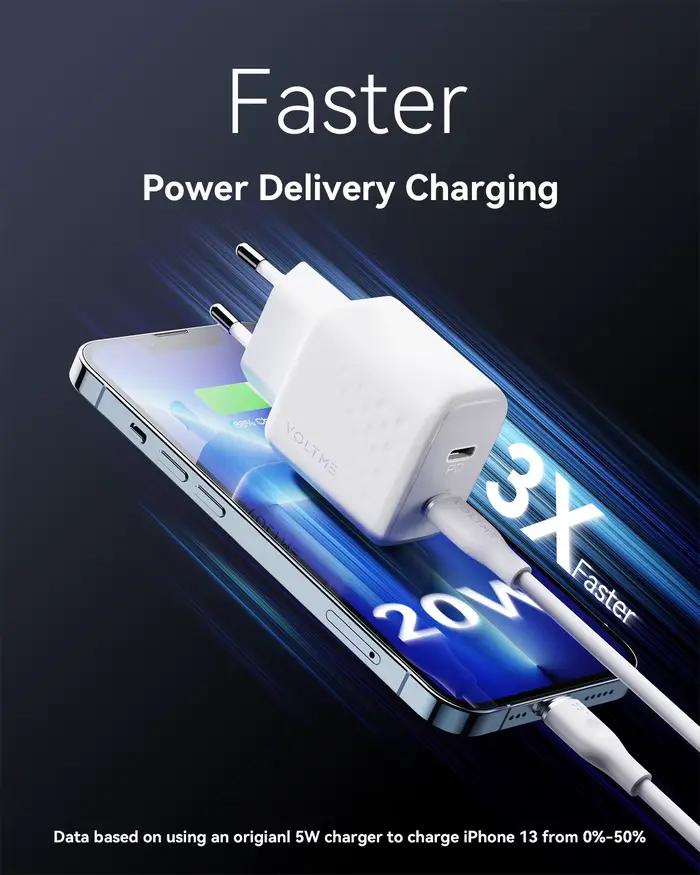VOLTME USB Type C chargeur 20W chargeur rapide Charge rapide pour iPhone 13 12 Pro Max PD Charge rap