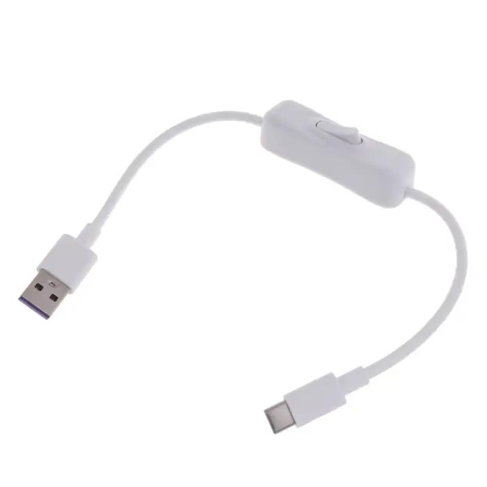 Câble blanc USB vers Type-C avec interrupteur, transfert de données haute vitesse, charge, accessoir
