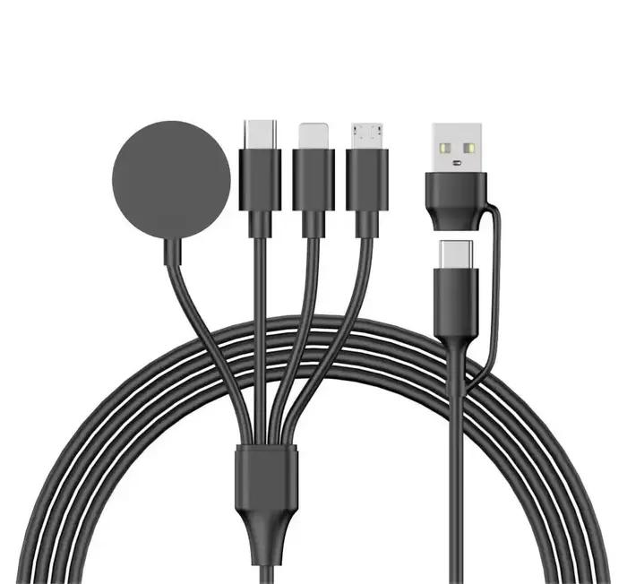 Câble de charge multiple 4 en 2 pour Apple Watch, chargeur USB C, compatible avec iPhone 15, 14, 13,