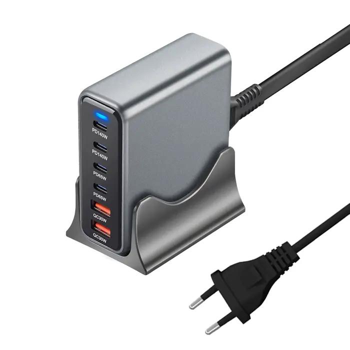 Chargeur de bureau GaN 470 W 6 ports - Charge rapide 4C2A USB-C PD pour téléphones, tablettes et ord