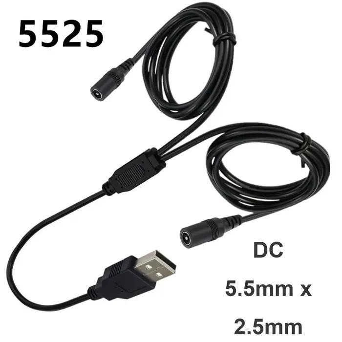 Câble d'alimentation USB vers double DC, 1M, 5V, 3a, Interfaces 5521/5525/35135, double charge, sépa
