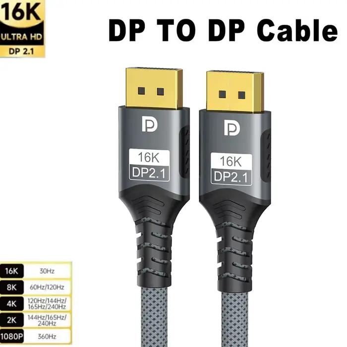Câble Displayport 2.1 16K DP 8K @ 120Hz/60Hz 4K @ 240Hz 80Gbps câble Audio vidéo HDR pour ordinateur