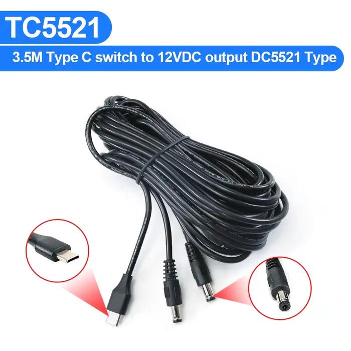 Câble de charge rapide USB-C Carsanbo pour voiture, double DC12V 3A 5.5x2.1mm, compatible uniquement