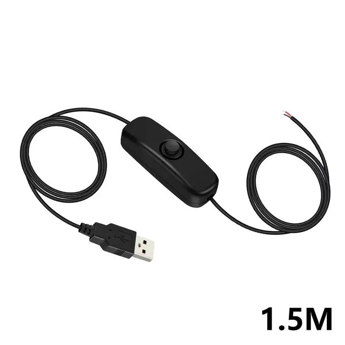 Câble d'extension USB 5V avec interrupteur, connecteur mâle USB 2.0 A et câble d'alimentation 2 broc
