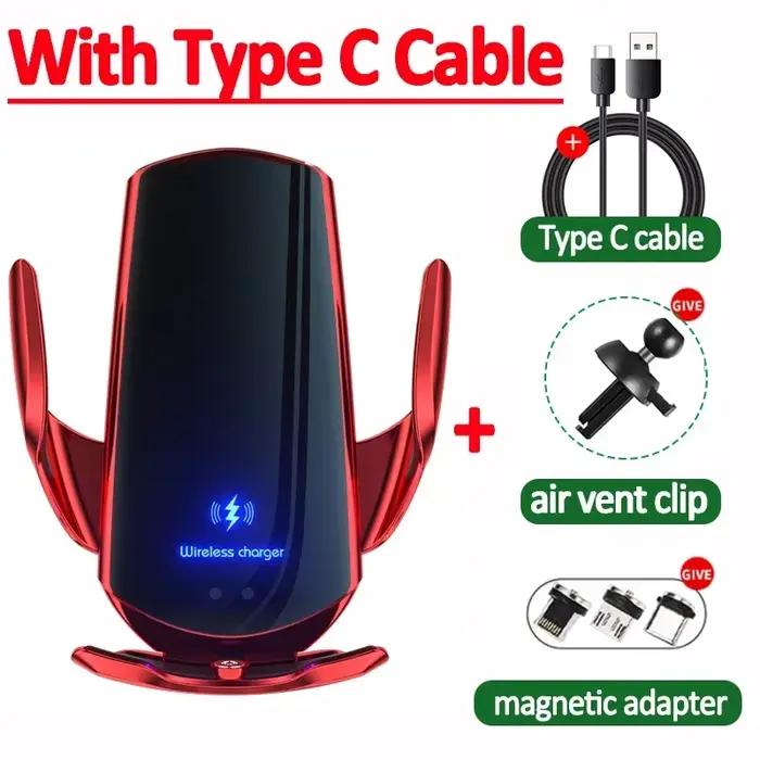 Support de téléphone de voiture chargeur sans fil pour IPhone 12 13 14 Pro Max Samsung S22 S21 S10 c