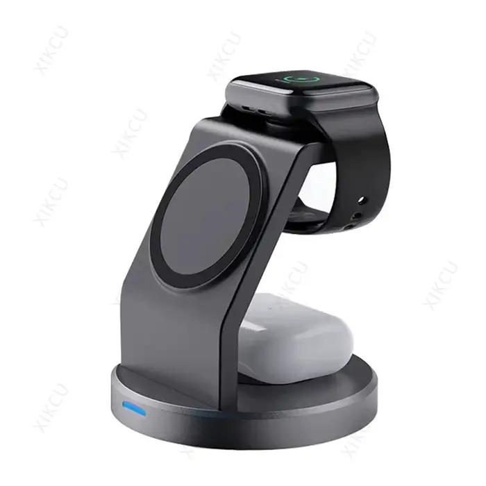 Station de recharge de bureau magnétique rapide sans fil 3 en 1, pour Magsafe iPhone 16 15 14 13 12 