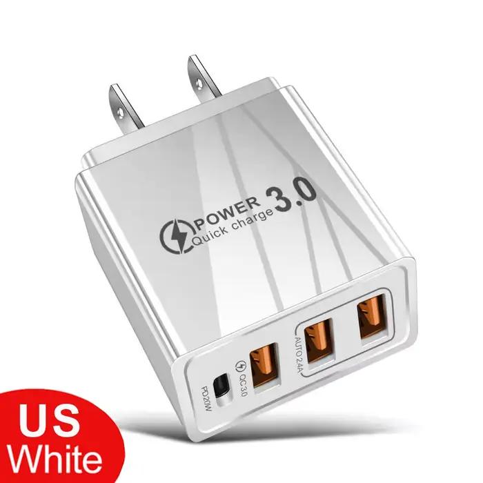 48W 3USB chargeur rapide Type C QC 3.0 chargeur mural Portable PD Charge rapide prise ue/US pour Sam