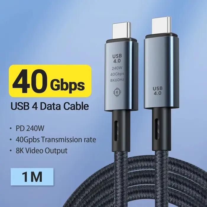 Câble de charge rapide USB C vers USB C 240 W, tressé 39,37 pouces avec vidéo 8K et vitesse 40 Gbit/