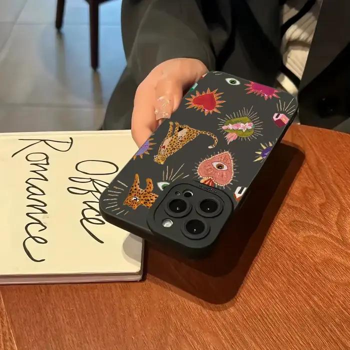 Coque de téléphone yeux léopard floraux, étui souple en Silicone pour Xiaomi Redmi Note 14 13 12 11 