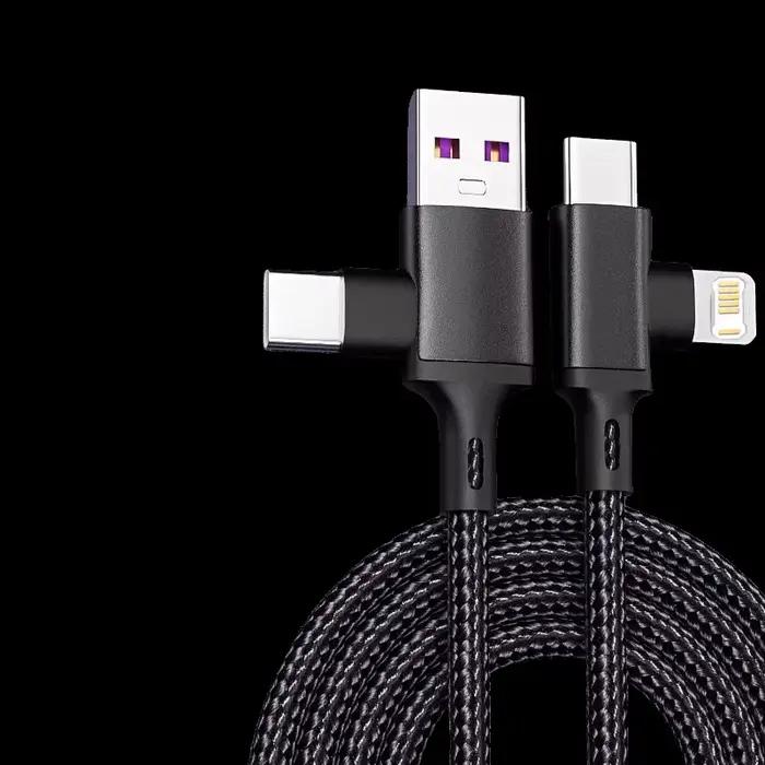 Câble PD 2 en 1 USB A Type C vers Lightning, câble de charge rapide pour iPhone 16 15 14 13 11Pro Ma