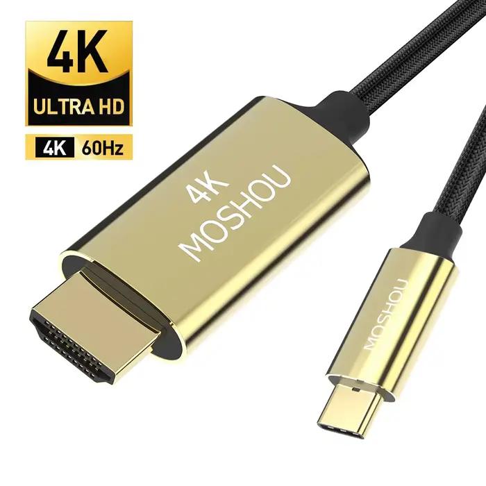 MOSHOU-Câble tressé USB C vers HDMI 2.1, 8K @ 60Hz, 4K @ 144Hz, Type C vers HDMI, 8K HDCP2.3 HDR DSC