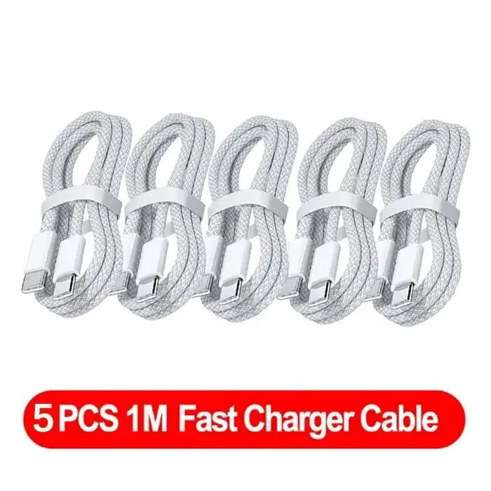 Câble USB C vers USB C 100W, 5 pièces, câble de charge rapide, prend en charge la charge rapide pour