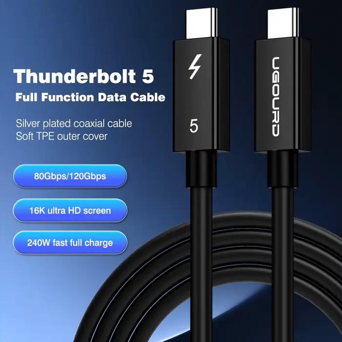 Câble Thunderbolt 5 souple TPE 80Gbps type-c USB4 V2 câble Coaxial USB-C à C 240W 16K 8K pour eGPU M