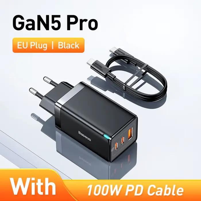 Chargeur GaN Baseus 65W Charge rapide Type C PD chargeur USB QC4.0 chargeur rapide Portable pour ord