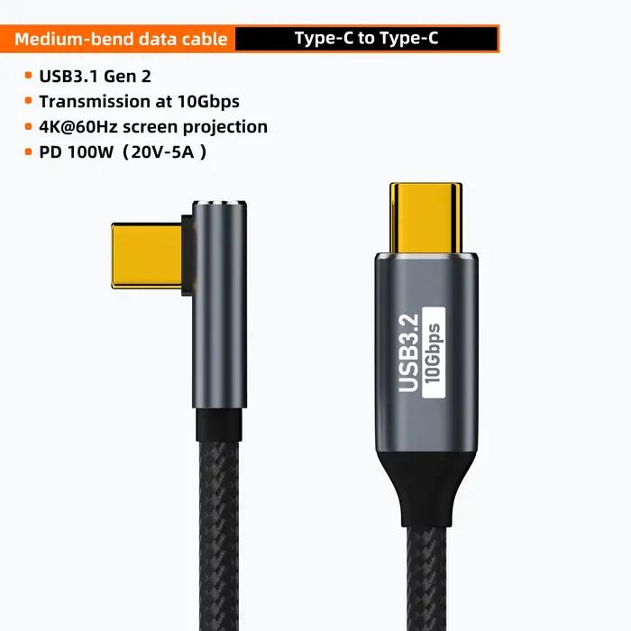 Câble USB C 3 Gen2 10Gbps, 5A, 100W, Type C à C, 4k, 60Hz, QC4.0 3.0, câble de charge rapide pour Ma