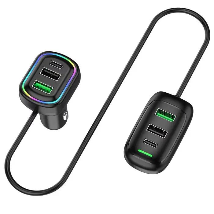 Chargeur de voiture Super rapide, multifonctionnel, arrière de voiture, multi-ports, câble de charge