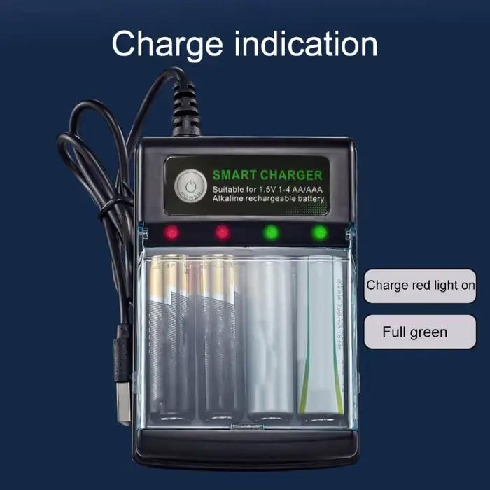 Chargeur de batterie alcaline 1.5V, Circuit de charge numérique à 4 emplacements pour plusieurs reut