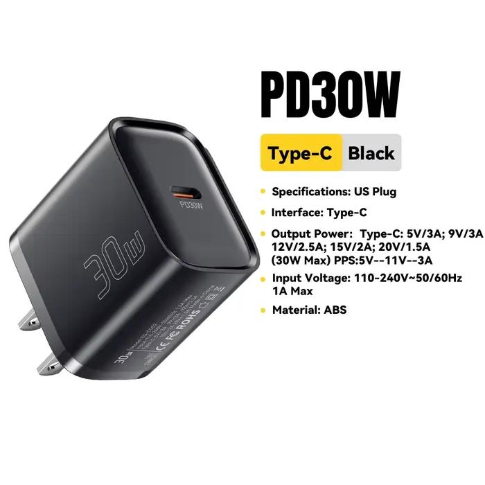 Essager Mini 30W Type C chargeur PD QC3.0 chargeur rapide de Type C pour iPhone 16 15 14 13 Pro Sams