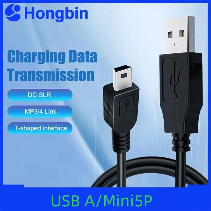 Câble USB 2.0 de 0,8 m, mâle A vers Mini B 5 broches (5P) T-Port MiniUSB pour appareils MP3, MP4, ap