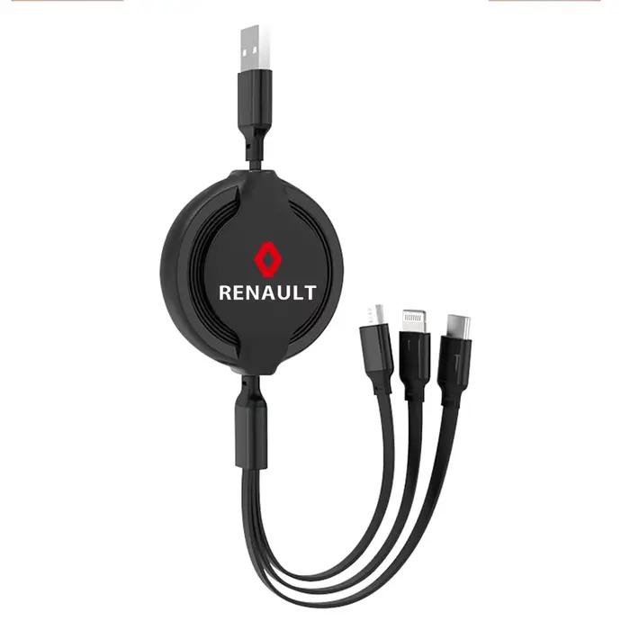 Câble de Charge rapide 3 en 1, cordon de Charge Usb multiple pour Renault Megane 2 3 4 Captur Radio 