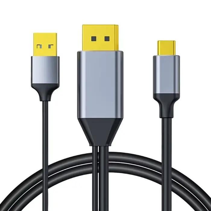 Câble DisplayPort vers USB C 4K @ 60Hz avec adaptateur de câble USB, convertisseurs DisplayPort mâle