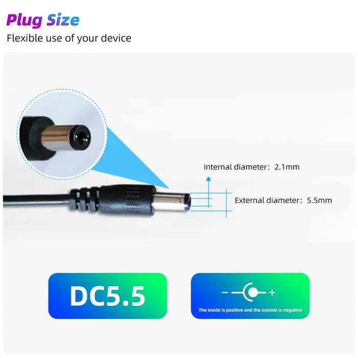 Câble d'alimentation USB DC 5V à 12V 9V, adaptateur USB vers prise DC, cordon d'alimentation Boost avec interrupteur pour routeur 2.1x5.5mm Via Powerbank