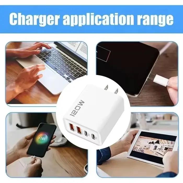 Chargeur Xiaomi 120W 4 Ports USB Type C Universel Rapidité Sécurité Pratique Pour Smartphones Tablette Appareils Electroniques Occasions Speciales