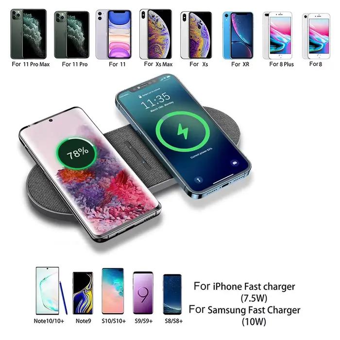 Chargeur sans fil 2 en 1 pour Samsung 15W compatible 14 13 12 Pro Max 11 XS Poly X 8 S23 S22 S21 S20 occasionnels et voyageurs