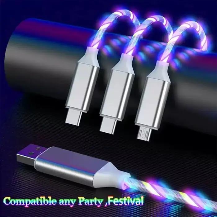 NNBILI – câble USB 3 en 1 avec lumière LED