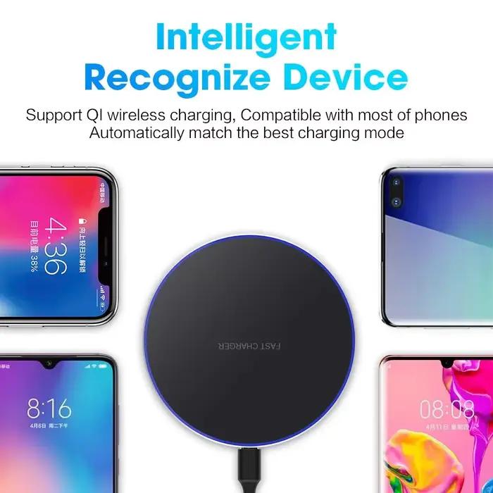 Base de charge sans fil 30W pour iPhone 16 15 14 13 Pro XS Max Samsung S23 S22 Xiaomi Chargeur rapide avec indicateur de charge LED pour usage quotidien et voyage