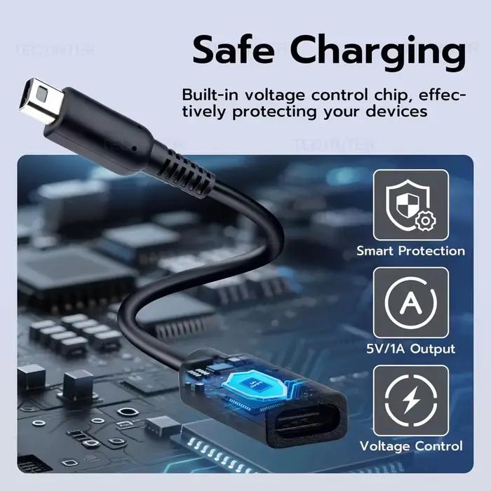 Adaptateur de câble de charge USB C pour Nintendo DS Lite