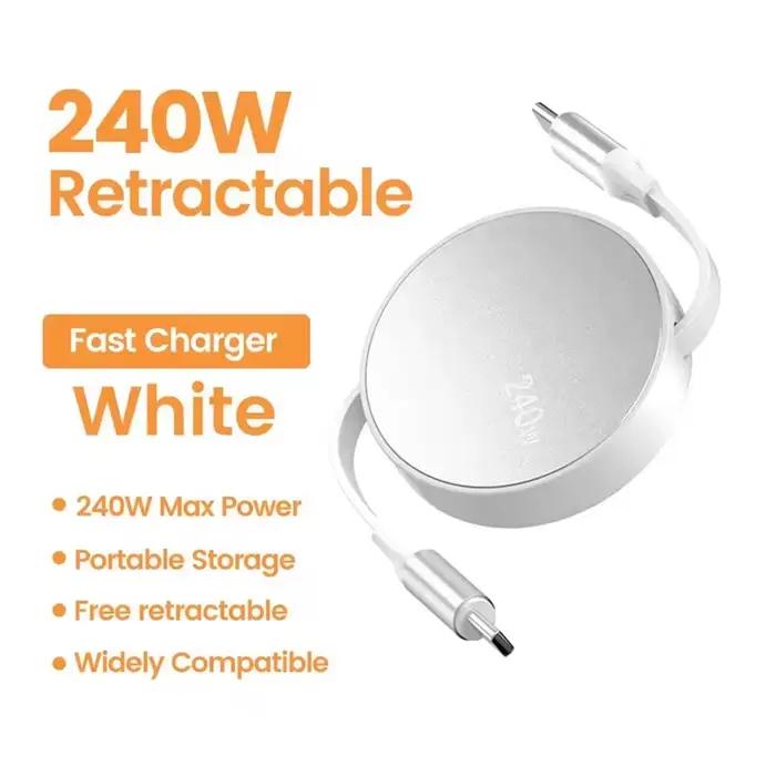 Câble de chargement rapide rétractable PD 240W USB-C vers USB-C