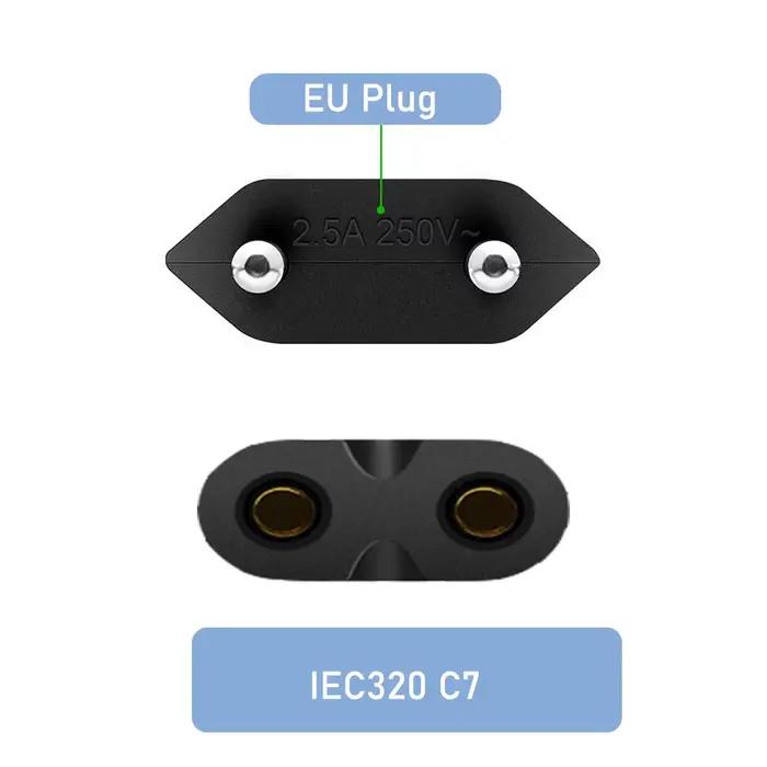 Cordon d'alimentation ue prise Euro à 2 broches vers Figure 8 câble