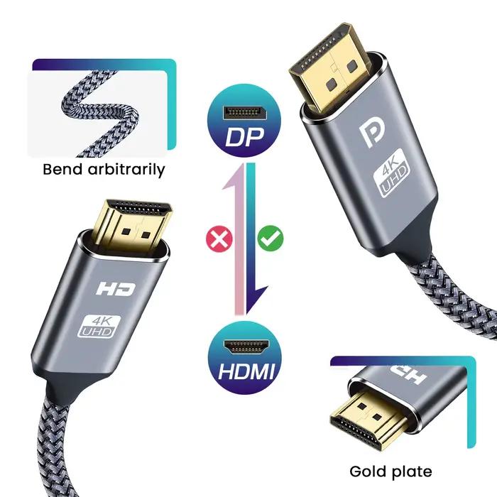 Câble compatible DP vers HDMI NIERBO pour PC Télévision Lecteur Multimédia Moniteur Occasionnel Professionnel Usage Familial Amis