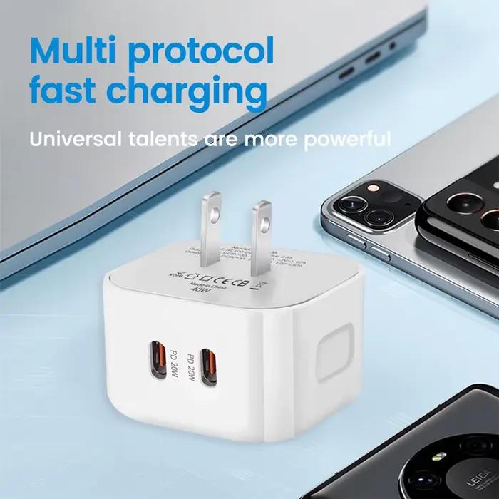 Chargeur mural USB-C 40W rapide avec deux ports C pour iPhone Samsung Huawei Xiaomi occasions quotidiennes spéciales