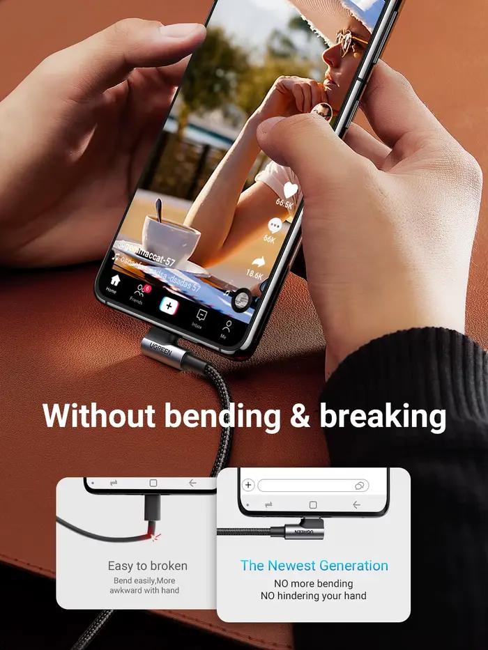 UGREEN 90 ° Câble USB-C coudé en L pour iPhone 17